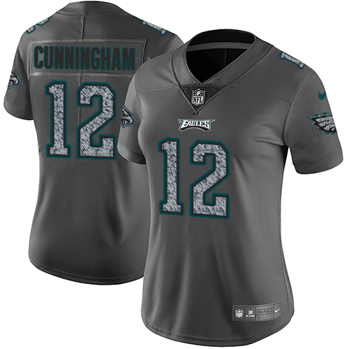 Nike Eagles #12 Randall Cunningham Gray Static Women's Stitched NFL Vapor Untouchable Limited Jersey - Click Image to Close